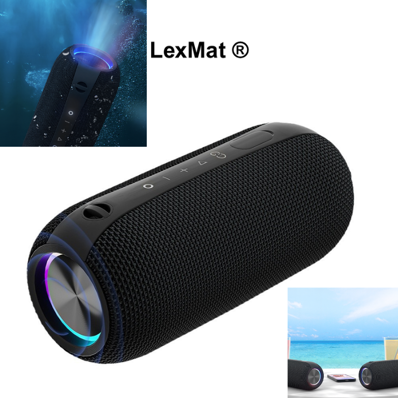 Boxa Bluetooth portabila: rezistenta la apa IPX7 LexMat ®, sunet puternic de 20W, bas profund, Bluetooth 5.3, lumini LED, conectare stereo wireless, timp de redare de 24 de ore, pentru acasa/exterior/petrecere/plaja, cadoul perfect pentru ziua de nastere
