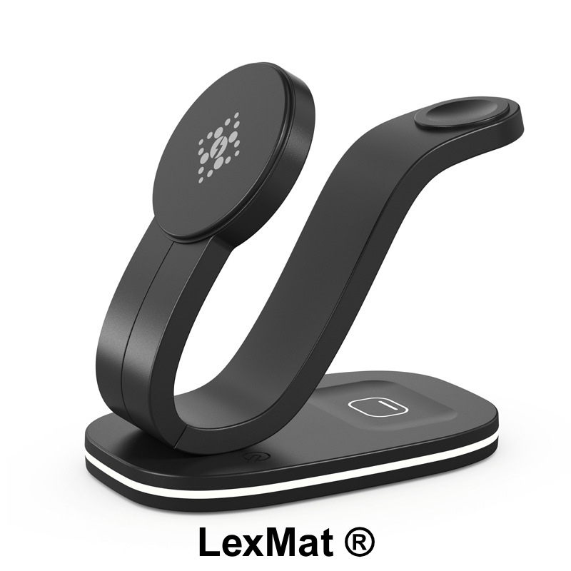 Incarcator Wireless 3-in-1 magnetic B-28 LexMat ®, Incarca Rapid Telefonul, Ceasul si Castile Simultant, Suport de Incarcare Magnetic, Simplu si Rapid pentru Toate Dispozitivele Tale
